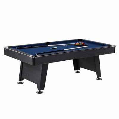 Pool Table Built for Home Game Rooms, 7-Foot Standard Size, Black Frame Blue Felt, Complete Accessory Kit
