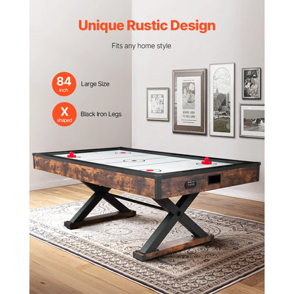 84" Air Hockey Table, Recreational Indoor Game Set with 2 Mallets, 2 Discs, Digital Score Tracker, Cross-Structured Support & Robust Air Propulsion, Air Driven Hockey Play Table