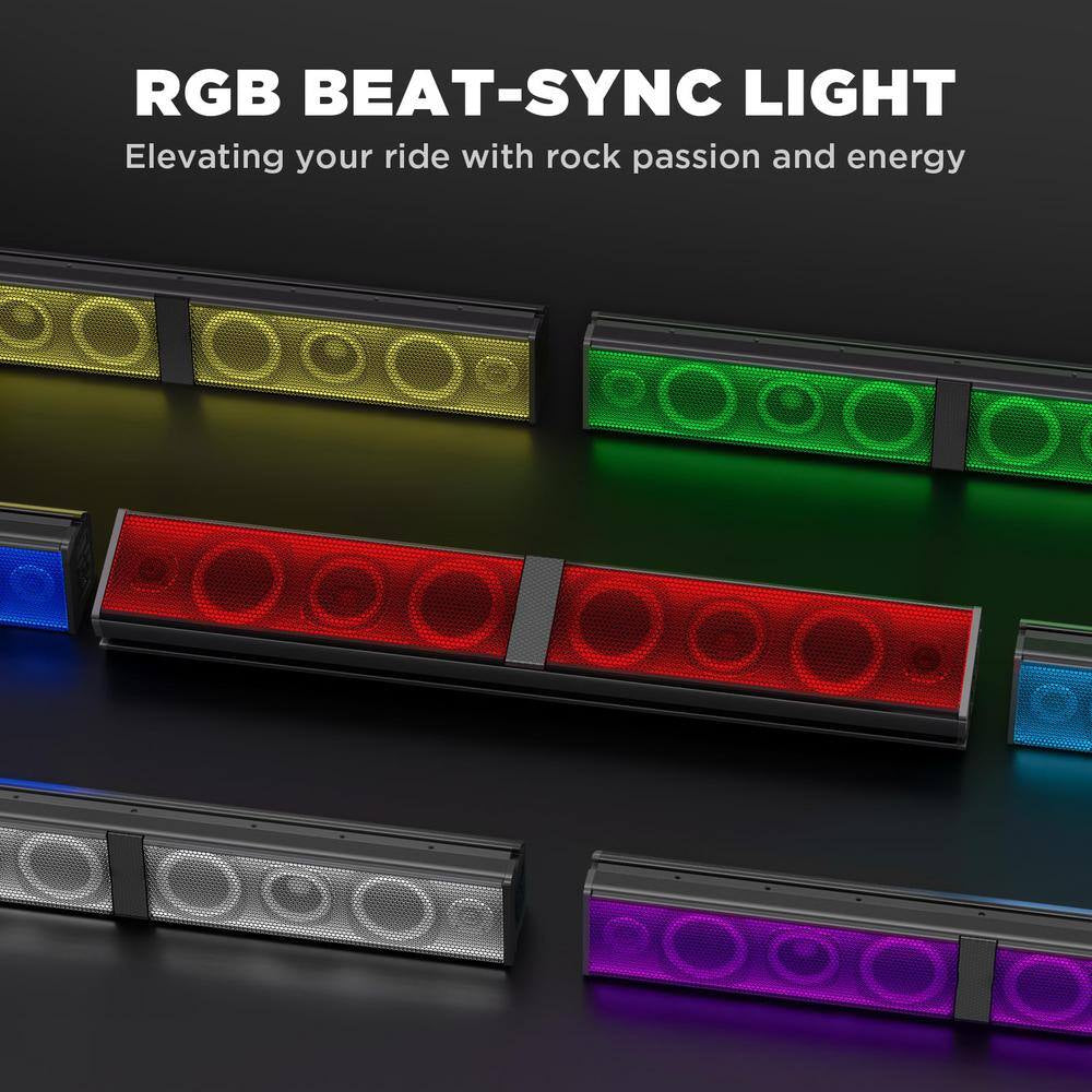 34 In. 2.0 Channel UTV/ATV Bluetooth Amplified Soundbar IP66 Waterproof with RGB Lighting, Powersports SXS Sound Bar