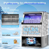 Stainless Steel Commercial Ice Machine 200LB/24H
