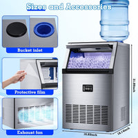 Stainless Steel Commercial Ice Machine 200LB/24H