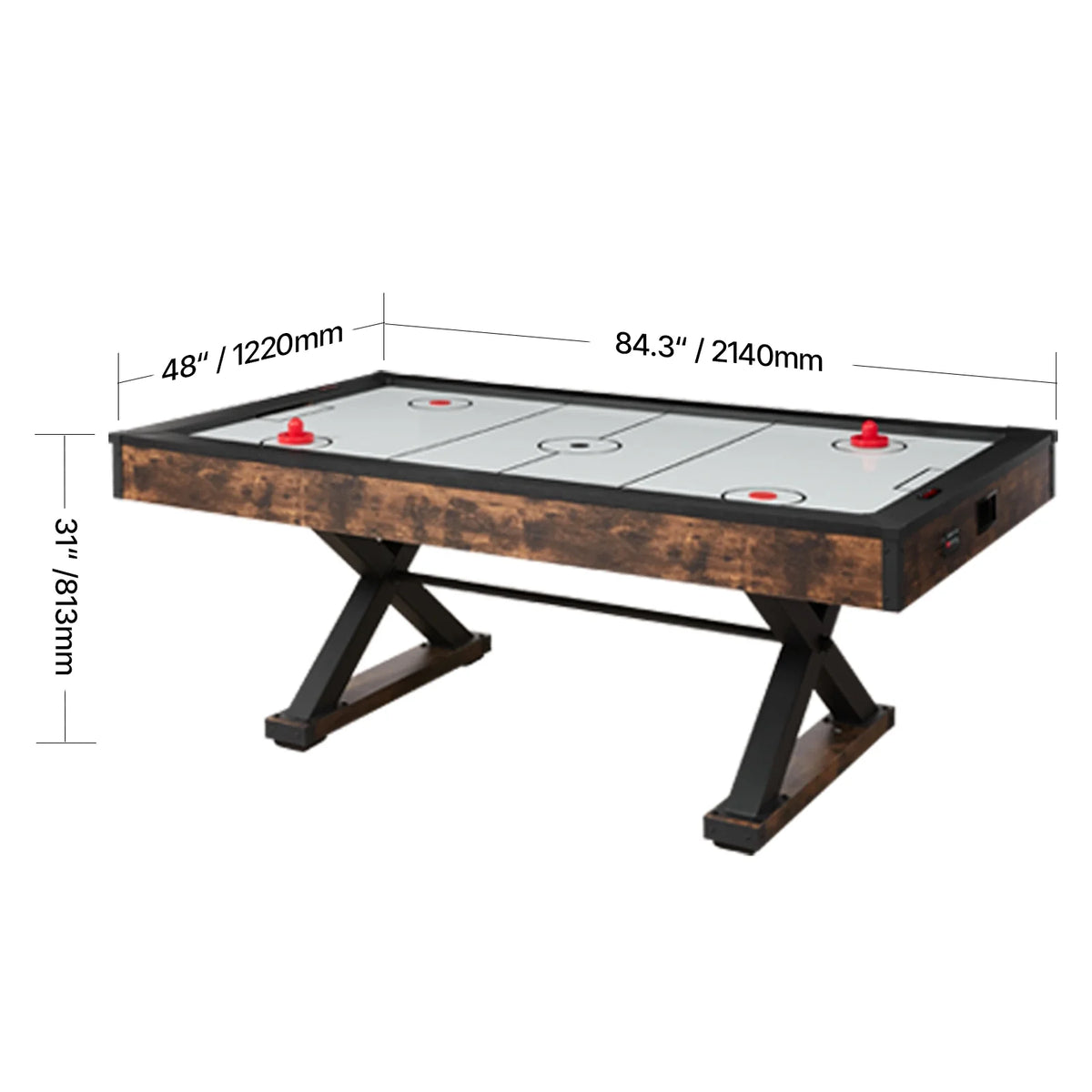 84" Air Hockey Table, Recreational Indoor Game Set with 2 Mallets, 2 Discs, Digital Score Tracker, Cross-Structured Support & Robust Air Propulsion, Air Driven Hockey Play Table