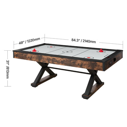 84" Air Hockey Table, Recreational Indoor Game Set with 2 Mallets, 2 Discs, Digital Score Tracker, Cross-Structured Support & Robust Air Propulsion, Air Driven Hockey Play Table