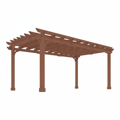 16 Ft. W X 12 Ft. D Cedar Wood Patio Pergola Shade Structure for Outdoor, Brown