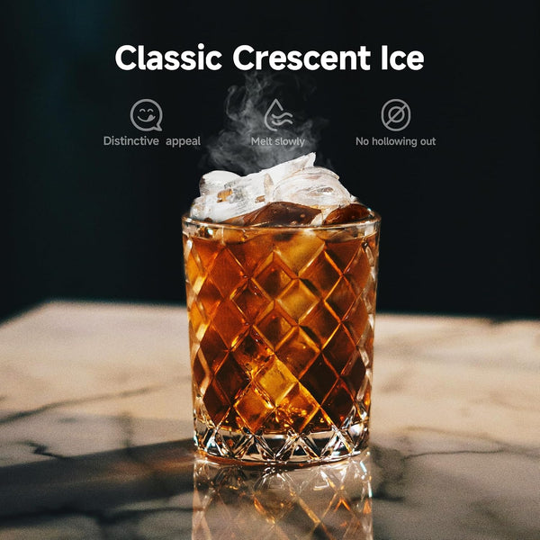 Commercial Ice Maker Designed for Daily Use, 100 Lbs/24H Production, Moon Shaped Ice, Stainless Steel