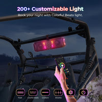 16 In. IP66 Waterproof BT UTV/ATV Sound Bar Speaker with Audio Music Sync Multicolor Light Fit for 1''-2'' Roll Bar Cage