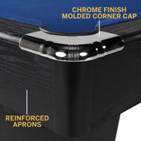 Pool Table Built for Home Game Rooms, 7-Foot Standard Size, Black Frame Blue Felt, Complete Accessory Kit
