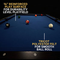 Pool Table Built for Home Game Rooms, 7-Foot Standard Size, Black Frame Blue Felt, Complete Accessory Kit