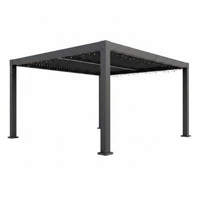 Outdoor Pergola Built for Weather Protection, Adjustable Louvered Roof, Reinforced Aluminum Frame, Drainage System