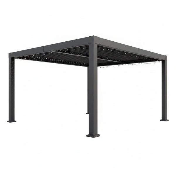 Outdoor Pergola Built for Weather Protection, Adjustable Louvered Roof, Reinforced Aluminum Frame, Drainage System