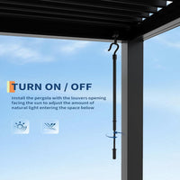 Outdoor Pergola Built for Weather Protection, Adjustable Louvered Roof, Reinforced Aluminum Frame, Drainage System