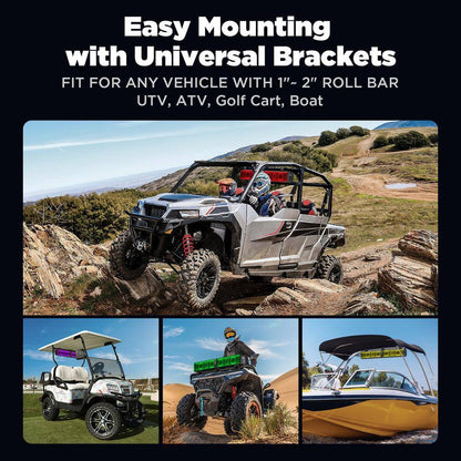 34 In. 2.0 Channel UTV/ATV Bluetooth Amplified Soundbar IP66 Waterproof with RGB Lighting, Powersports SXS Sound Bar
