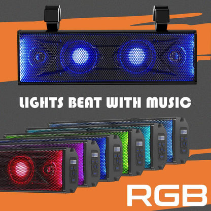 17 In. 4-Speaker UTV/ATV Soundbar Waterproof Bluetooth Connectivity with Multicolor LED Lighting