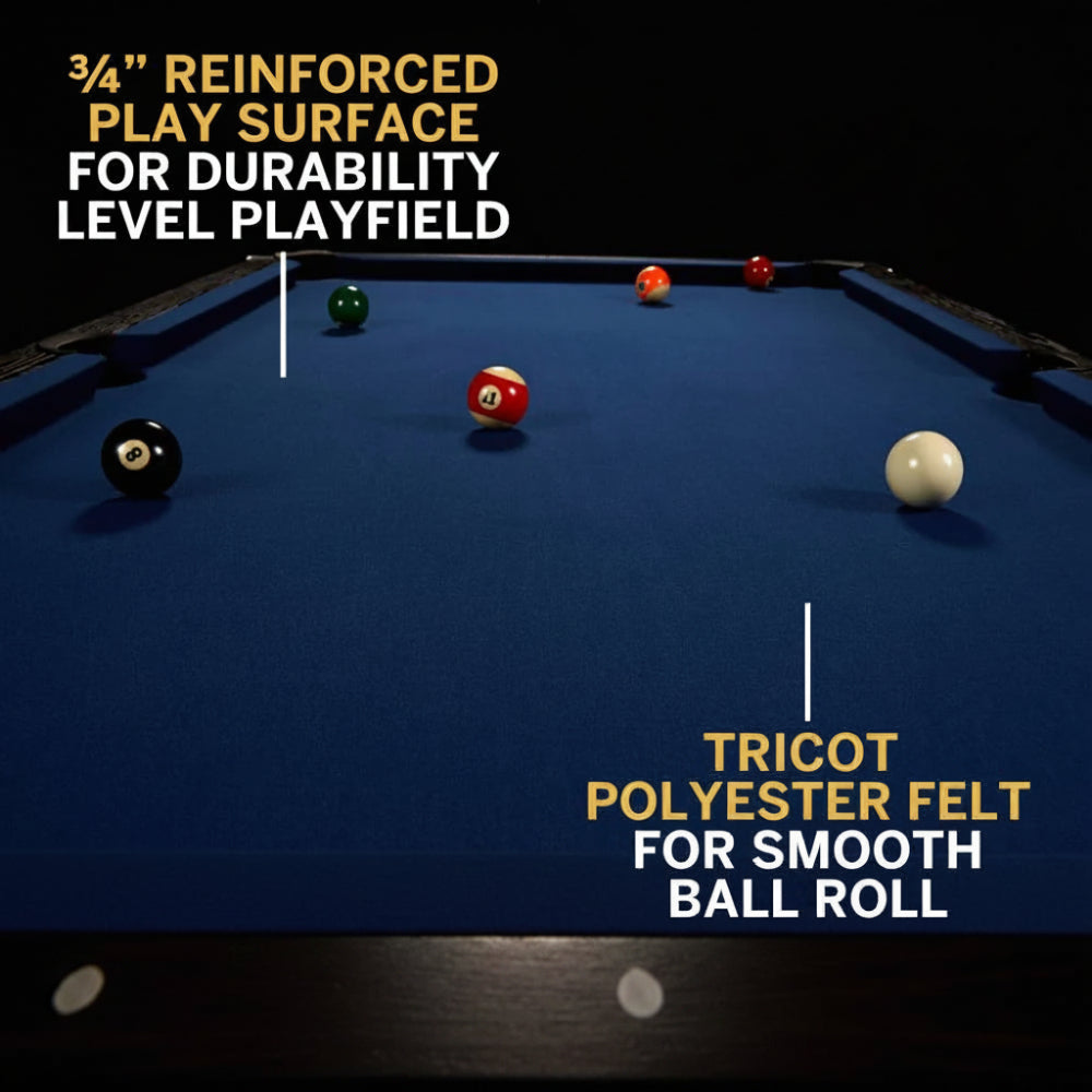 Pool Table Built for Home Game Rooms, 7-Foot Standard Size, Black Frame Blue Felt, Complete Accessory Kit — product view 6