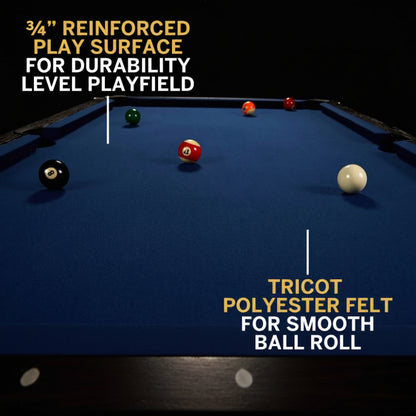 Pool Table Built for Home Game Rooms, 7-Foot Standard Size, Black Frame Blue Felt, Complete Accessory Kit — product view 6