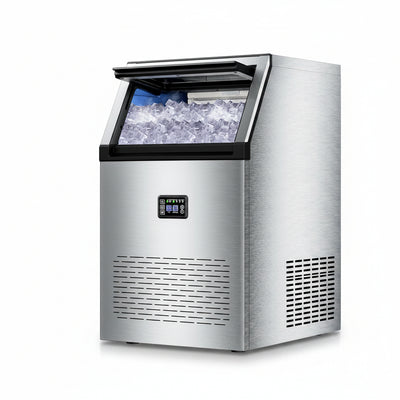 Commercial Ice Machine Built to Produce 200 Pounds Daily, Stainless Steel, 40 Pound Storage, Self-Cleaning