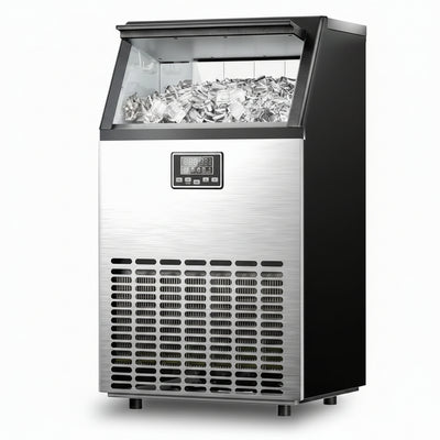 Commercial Ice Maker Designed for Daily Use, 100 Lbs/24H Production, Moon Shaped Ice, Stainless Steel