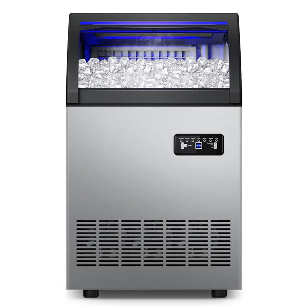 Commercial Ice Maker Machine 200Lbs/24H, 72Pcs Ice Cubes under Counter Ice Maker with Water Line and Filter, Freestanding Ice Maker Machine with 55Lbs Storage Ice Bin for Home/Shop/Office/Bar