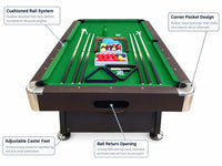Pool Table Designed for Home Game Rooms, 8-Foot Full Size, Automatic Ball Return, Complete Accessory Set — product view 3