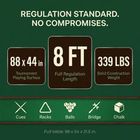 Pool Table 8 Feet Full Optional – Vintage Green — Results & Stats