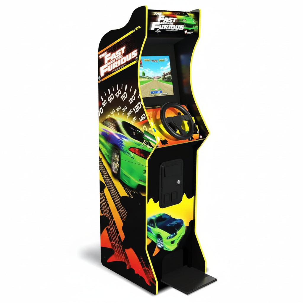 the Fast and the Furious Deluxe Arcade Machine with Steering Wheel